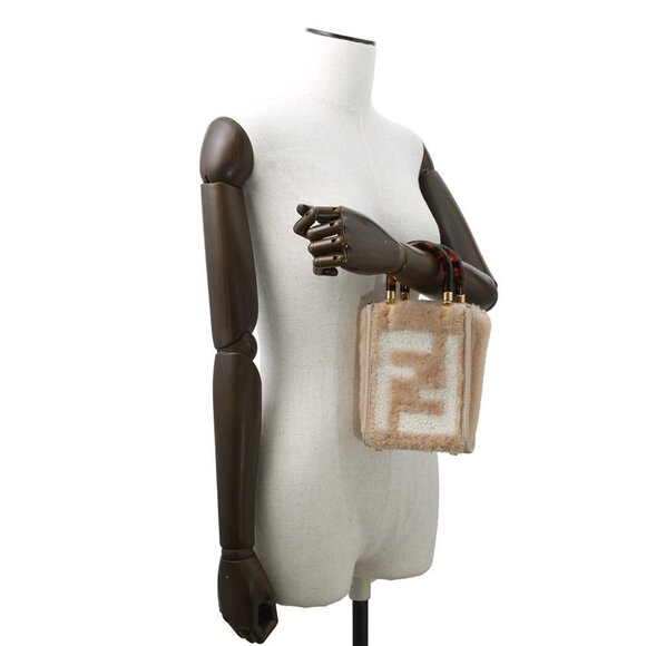 FENDI Sunshine shopper Mouton/Leather Pink 8BS051 - Picture 4 of 12